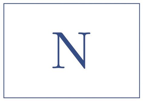 Caspari Navy Embossed Note Cards Initial N