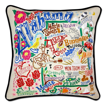 Cat Studio Embroidered State Pillow - Alabama