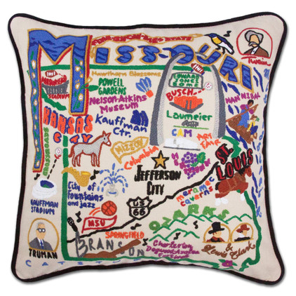 Cat Studio Embroidered State Pillow - Missouri