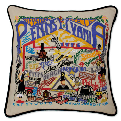 Cat Studio Embroidered State Pillow - Pennsylvania