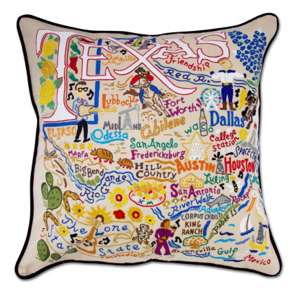 Cat Studio Embroidered State Pillow - Texas