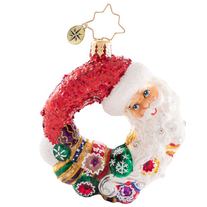 Christopher Radko Santa Comes Full Circle Wreath Gem Ornament