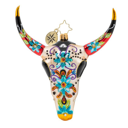 Christopher Radko Sugar Skull Bull Ornament