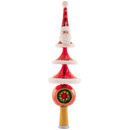 Christopher Radko Terrifically Tiered Santa Tree Topper Finial Ornament