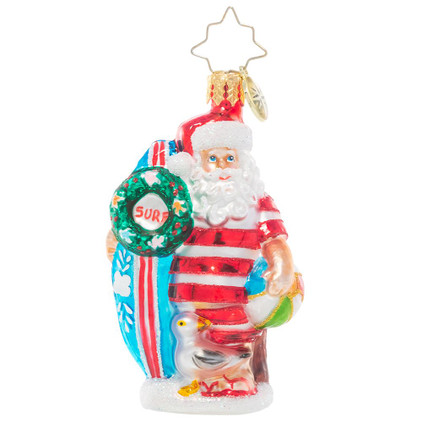 Christopher Radko Wishing For Waves Santa Gem Ornament