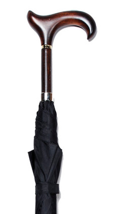Concord Black Umbrella - Walnut Derby Handle