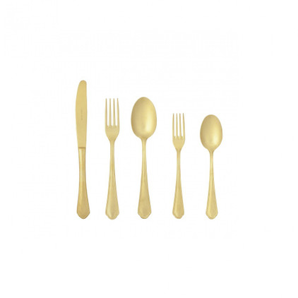 Costa Nova Nau Gold Flatware 5 Piece Set with Box