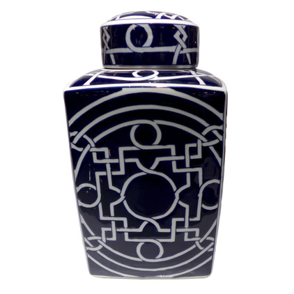 Dessau Home Dark Blue Geometric Jar