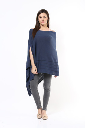 Darzzi Midnight Blue Sheer Stripe Poncho