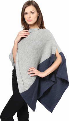 Darzzi Merino Wool Blue Block Poncho