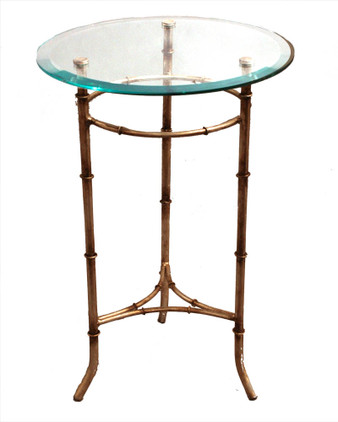 Dessau Home Antique Silver With  Beveled Glass Table Home Decor