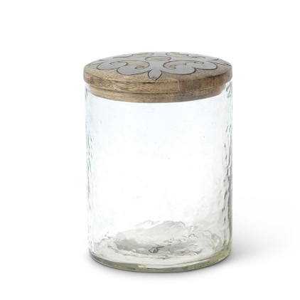 GG Collection Glass Jar with Wood & Metal Inlay