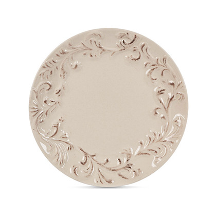 GG Collection Cream Stoneware Appetizer/Dessert Plates with Acanthus Relief, Set of 4