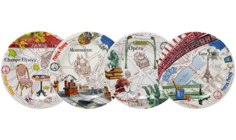 Gien Paris-Paris Assorted Canape Plates