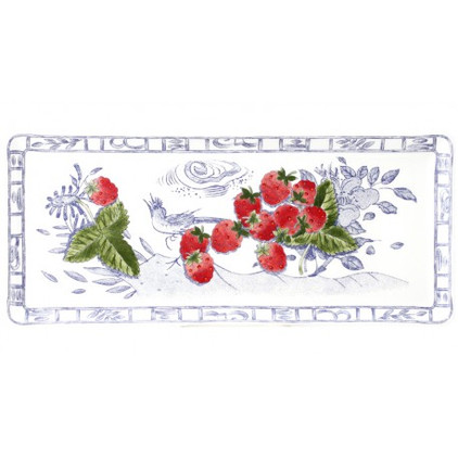 Gien Oiseau Blue Fruits Oblong Serving Tray