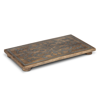 GG Collection Wood And Metal Rectangular Trivet