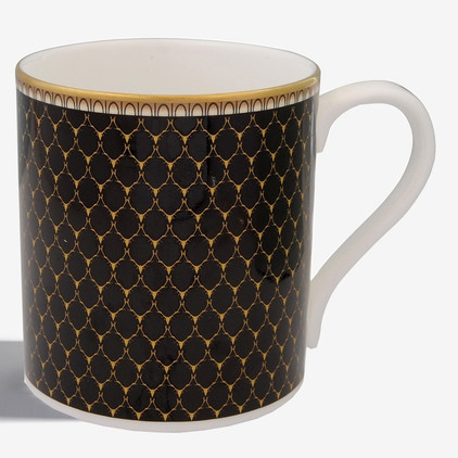 Halcyon Days Gordon Castle Antler Trellis Black Mug