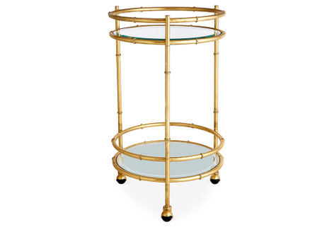 Dessau Home Gold Bamboo Round Bar Cart