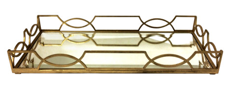 Dessau Home Antiqued Gold Quatrefoil Tray