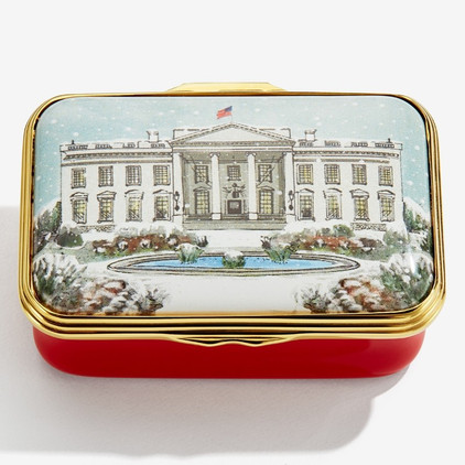 Halcyon Days The White House in the Snow Enamel Box