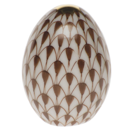 Herend Brown Fishnet Figurine - Miniature Egg 1.5 inch H