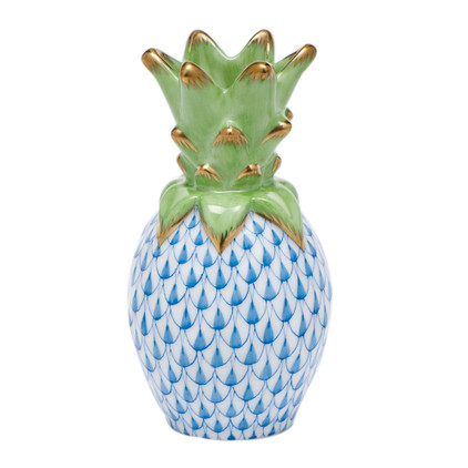 Herend Blue Fishnet Figurine - Small Pineapple 3 inch H X 1.5 inch D