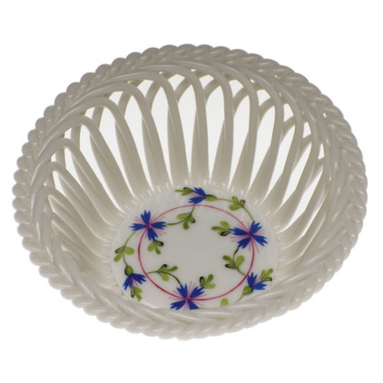 Herend Blue Garland Small Openwork Basket 3.75 inch D