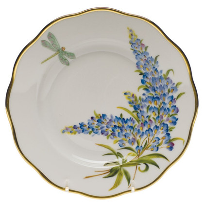 Herend American Wildflower Salad Plate 7.5 inch D - Texas Bluebonnet