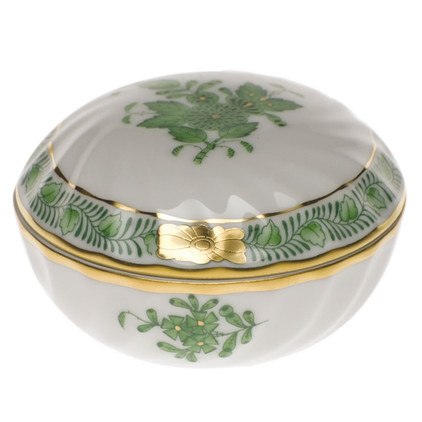 Herend Chinese Bouquet Green Ring Box 2.75 inch D