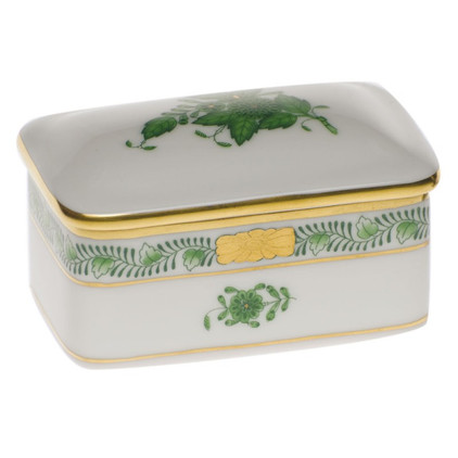 Herend Chinese Bouquet Green Rectangular Box 3 inch L X 2 inch W