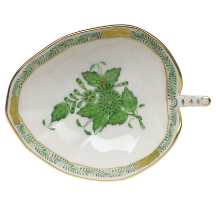 Herend Chinese Bouquet Green Leaf Tray 4.5 inch L X 3 inch W