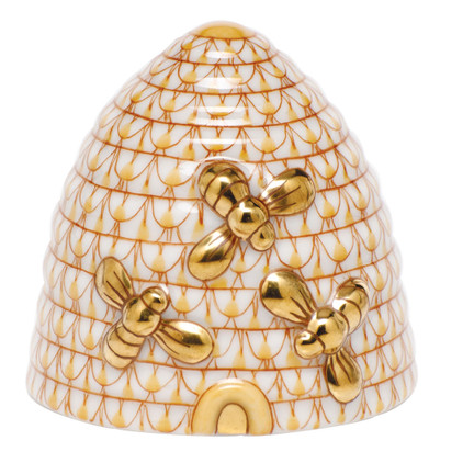 Herend Butterscotch Fishnet Figurine - Beehive 1.75 inch L X 1.75 inch H