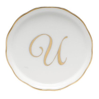 Herend Coaster With Monogram -U- 4 inch D