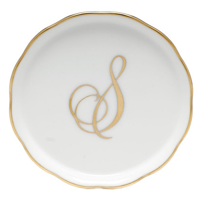 Herend Coaster With Monogram -S- 4 inch D