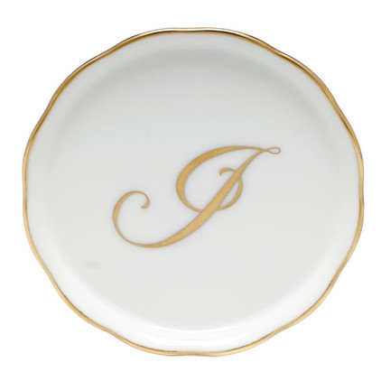 Herend Coaster With Monogram -J- 4 inch D