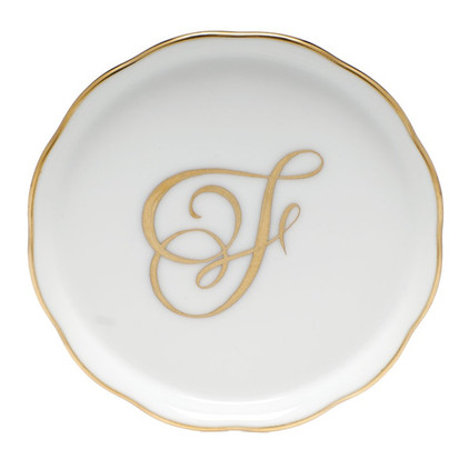 Herend Coaster With Monogram -F- 4 inch D