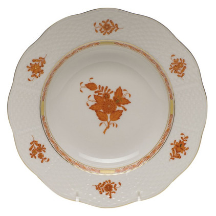 Herend Chinese Bouquet Rust Rim Soup Plate 8 inch D