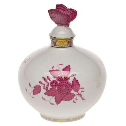 Herend Chinese Bouquet Raspberry Perfume With Butterfly 4 inch W X 5 inch H