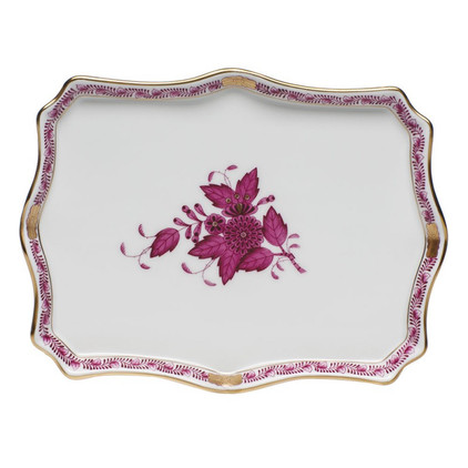 Herend Chinese Bouquet Raspberry Small Tray 7.5 inch L X 5.5 inch W