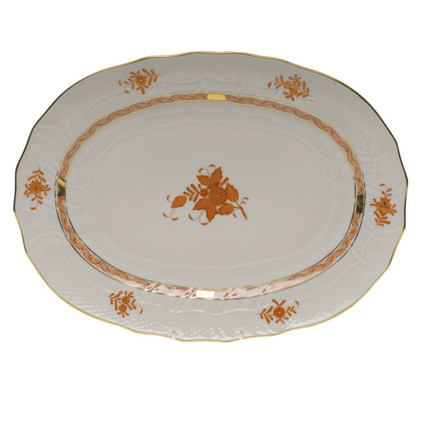 Herend Chinese Bouquet Rust Platter 15 inch L X 11.5 inch W