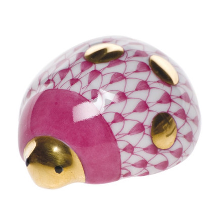 Herend Shaded Raspberry Fishnet Figurine - Lucky Ladybug 1.75 inch L X 1 inch H