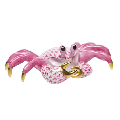 Herend Shaded Raspberry Fishnet Figurine - Ghost Crab 3.75 inch L X 1.25 inch H