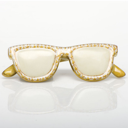 Herend Shaded Butterscotch Fishnet Figurine - Sunglasses 3.25 inch L X 1.25 inch W