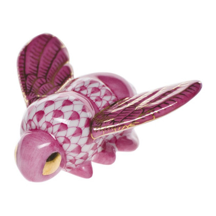 Herend Shaded Raspberry Fishnet Figurine - Bumble Bee 1.5 inch L X 0.5 inch H