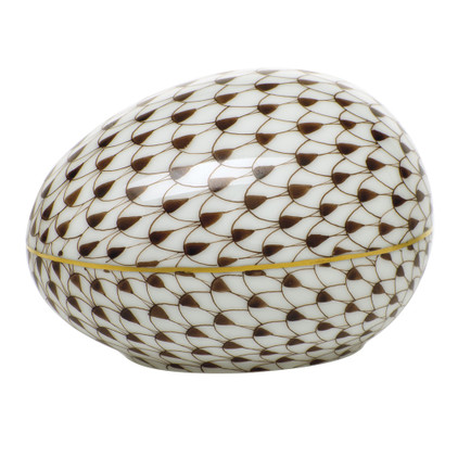 Herend Porcelain Fishnet Chocolate Large Egg 3L X 2.25W X 2H