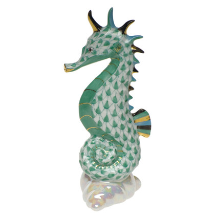 Herend Green Fishnet Figurine - Sea Horse 4 inch H
