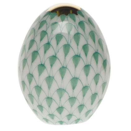 Herend Green Fishnet Figurine - Miniature Egg 1.5 inch H