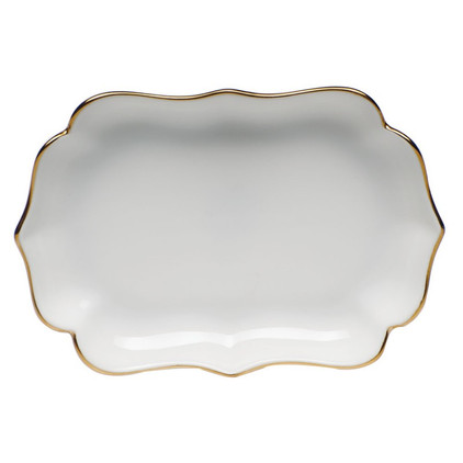 Herend Golden Edge Mini Scalloped Tray 4.25 inch L X 3