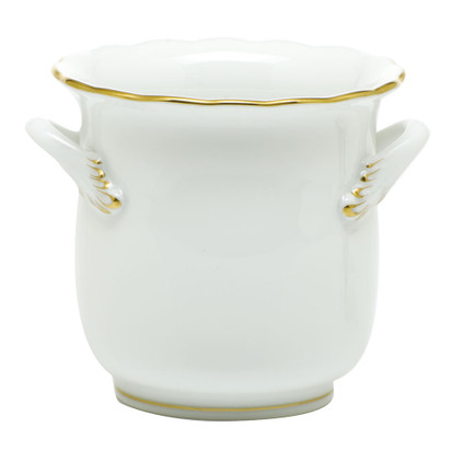 Herend Porcelain Golden Edge Mini Cachepot with Handles 4.75L X 3.75H