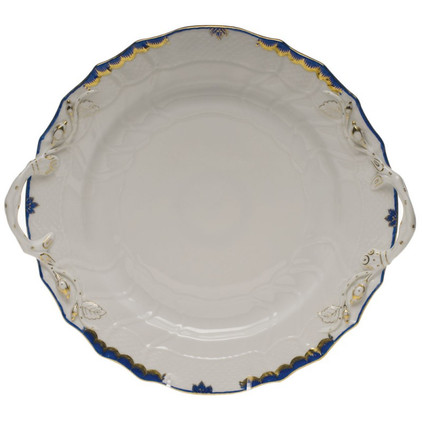 Herend Princess Victoria Blue Chop Plate With Handles 12 inch D